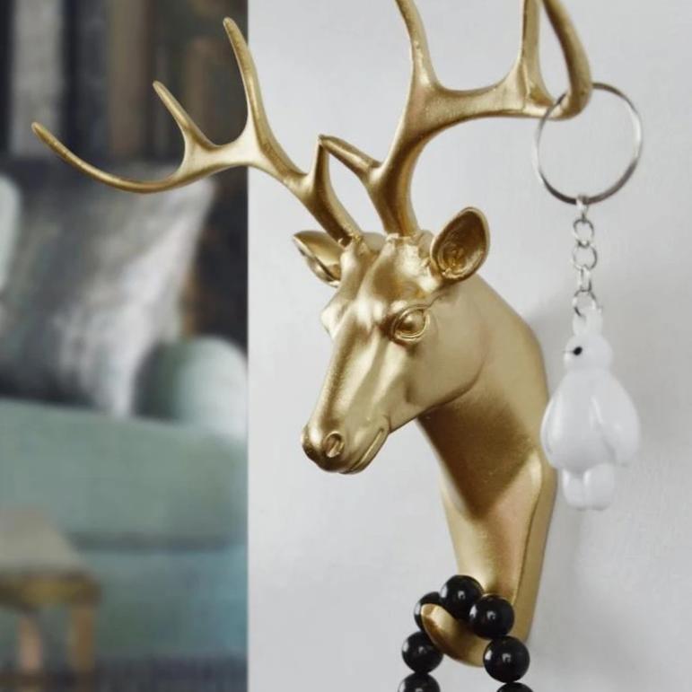 Wall Hook Resin Animal Decorative Gold Hallway Bathroom Key Towel Bag Holder Modern Coat Rack Storage Organiser | Thomler