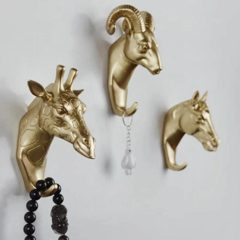 Wall Hook Resin Animal Decorative Gold Hallway Bathroom Key Towel Bag Holder Modern Coat Rack Storage Organiser | Thomler