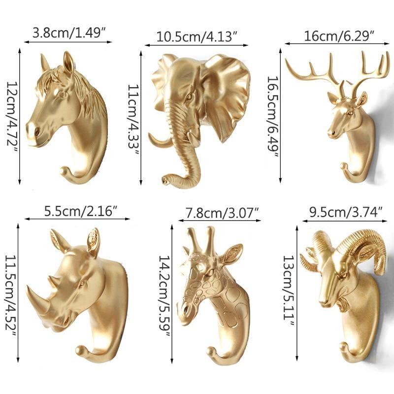 Wall Hook Resin Animal Decorative Gold Hallway Bathroom Key Towel Bag Holder Modern Coat Rack Storage Organiser | Thomler