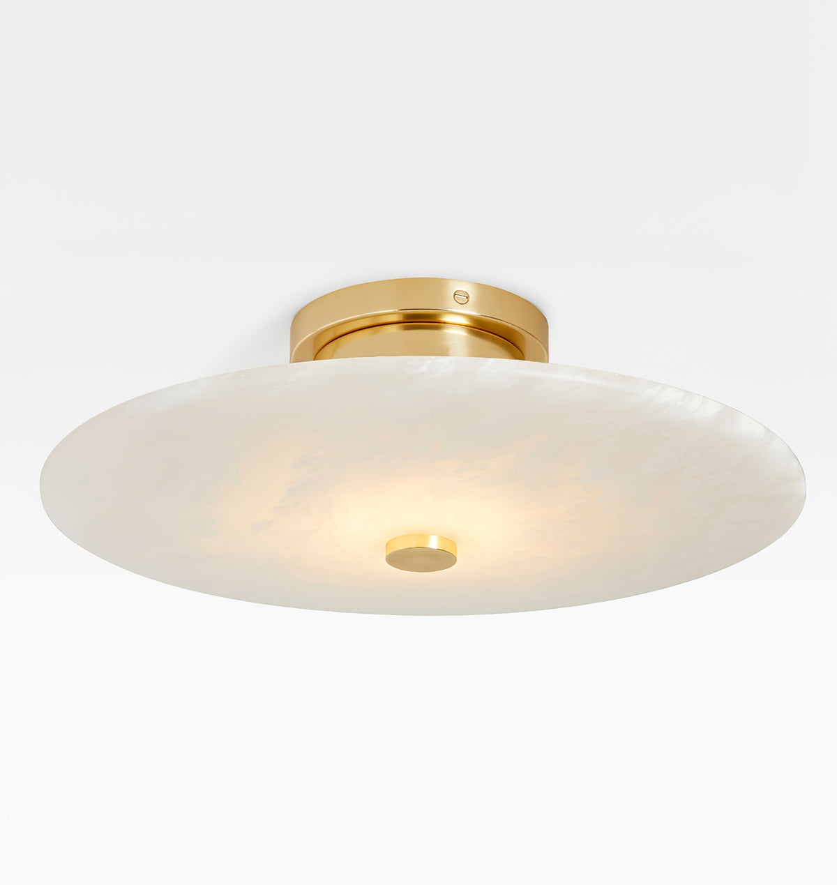 Round Alabaster Flush Mount Ceiling Light with Brass or Black Finish for Modern Home Lighting | Thomler