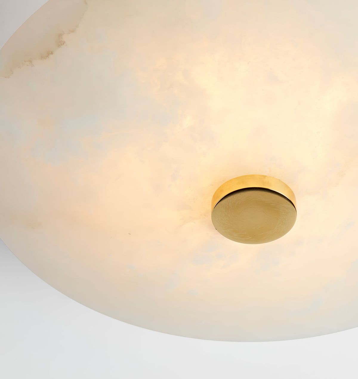 Round Alabaster Flush Mount Ceiling Light with Brass or Black Finish for Modern Home Lighting | Thomler