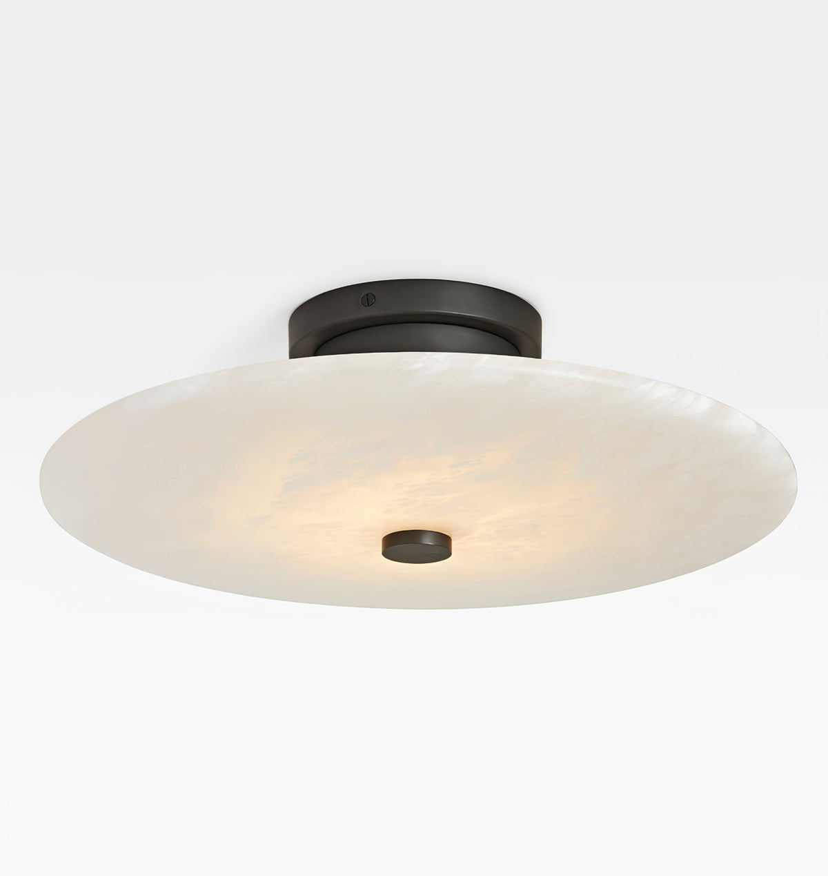 Round Alabaster Flush Mount Ceiling Light with Brass or Black Finish for Modern Home Lighting | Thomler