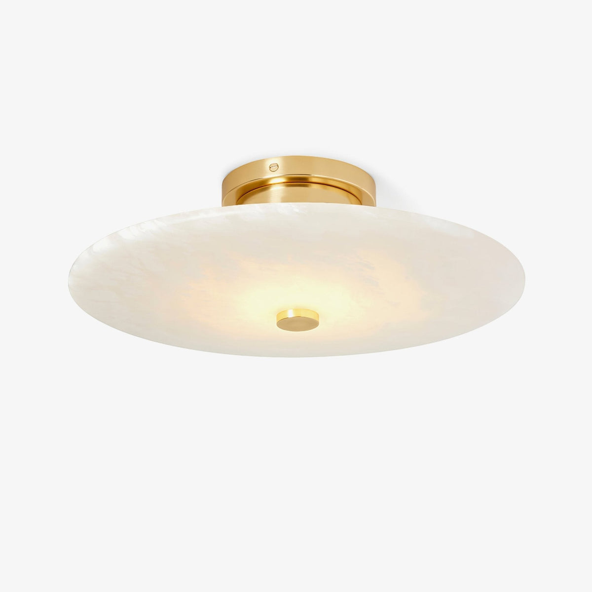 Round Alabaster Flush Mount Ceiling Light with Brass or Black Finish for Modern Home Lighting | Thomler
