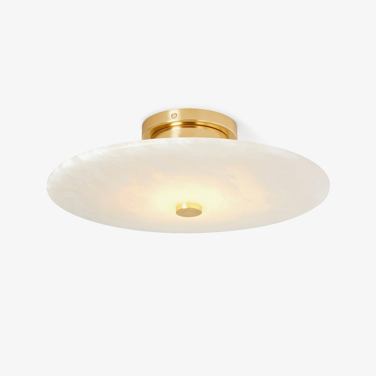 Round Alabaster Flush Mount Ceiling Light with Brass or Black Finish for Modern Home Lighting | Thomler
