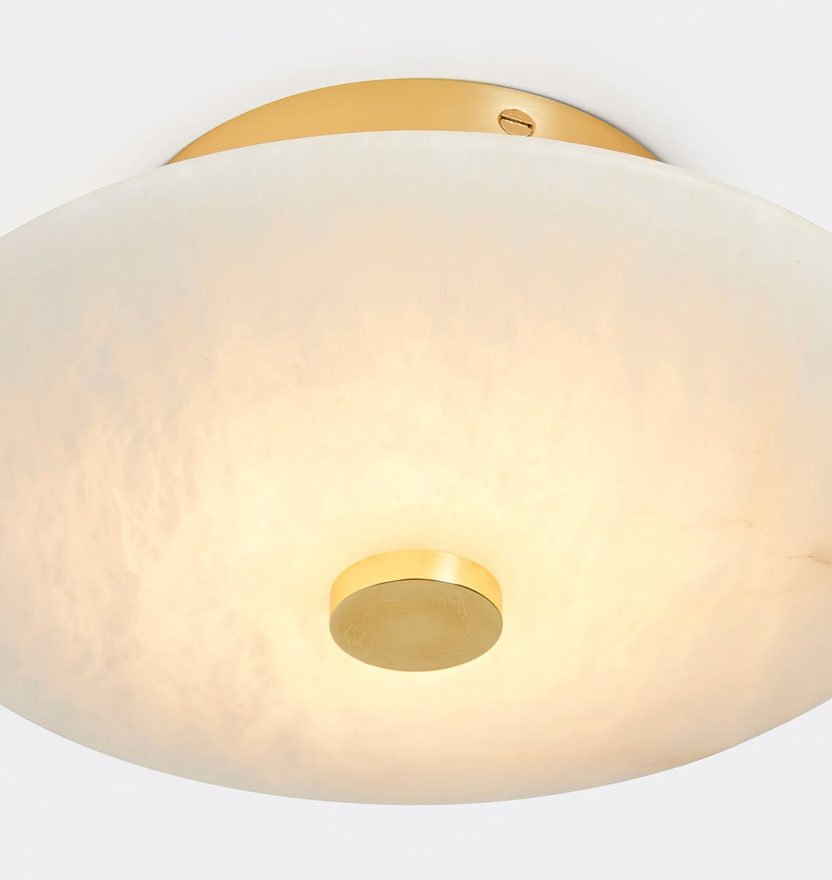 Round Alabaster Flush Mount Ceiling Light with Brass or Black Finish for Modern Home Lighting | Thomler