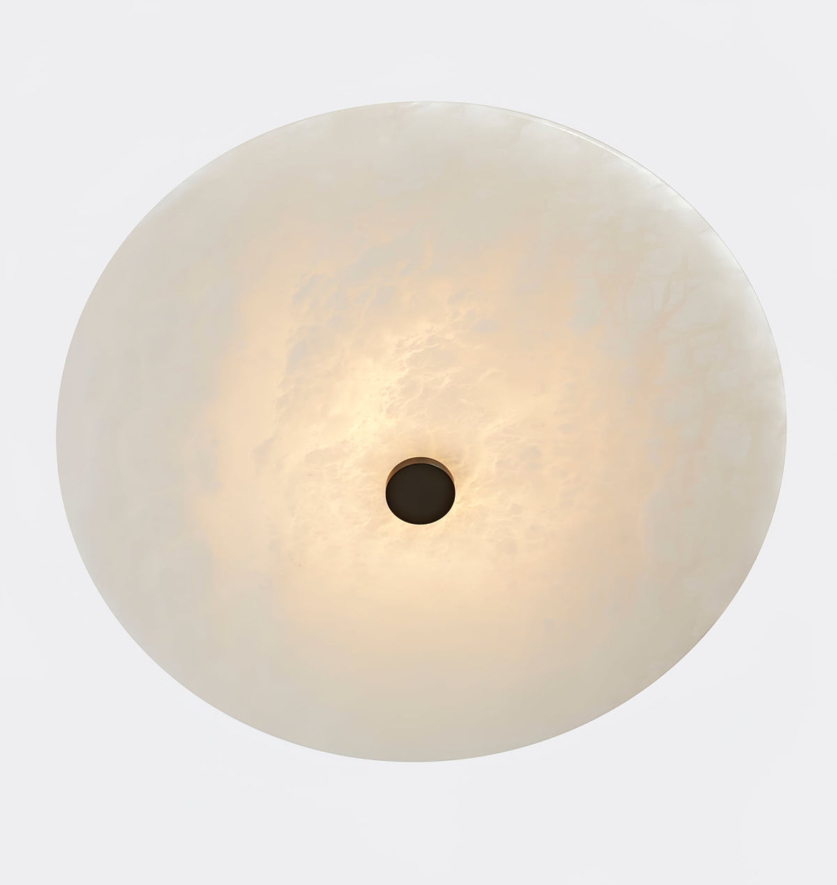 Round Alabaster Flush Mount Ceiling Light with Brass or Black Finish for Modern Home Lighting | Thomler