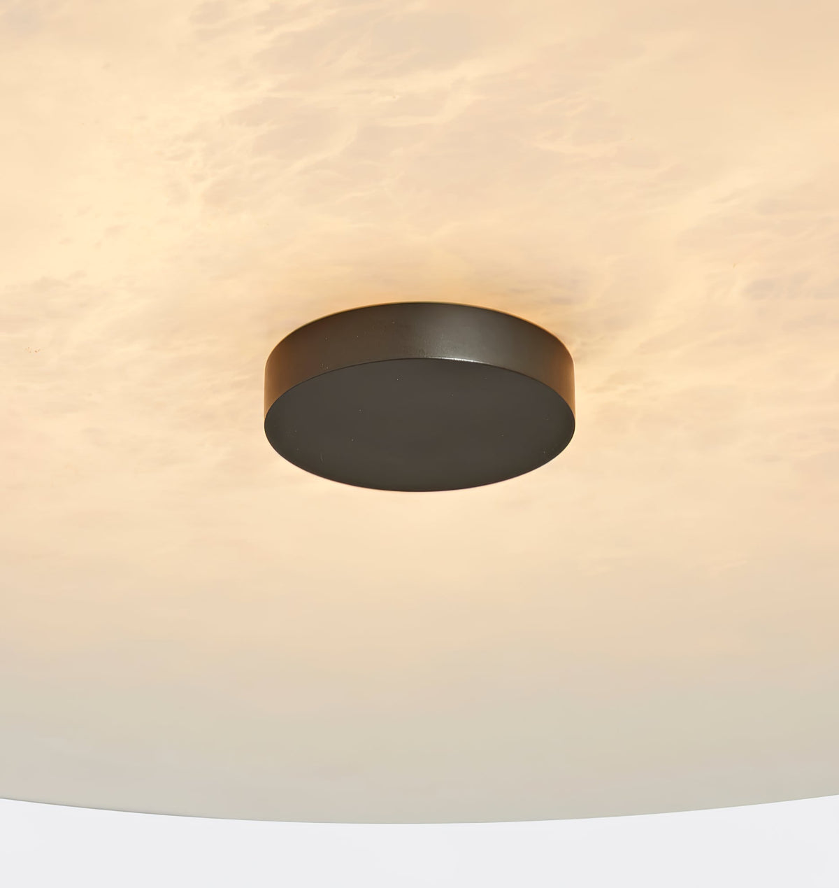 Round Alabaster Flush Mount Ceiling Light with Brass or Black Finish for Modern Home Lighting | Thomler