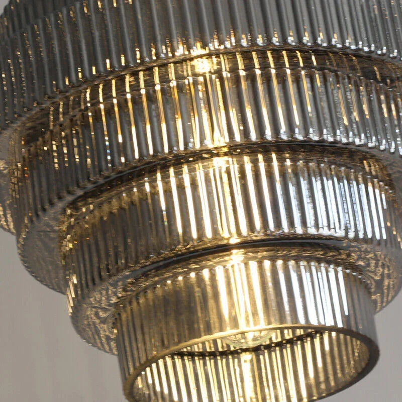 Vintage Layered Glass Ceiling Lamp with Textured Ridges – Statement Hanging Fixture for Dining Rooms, Kitchens & Bedrooms | Thomler