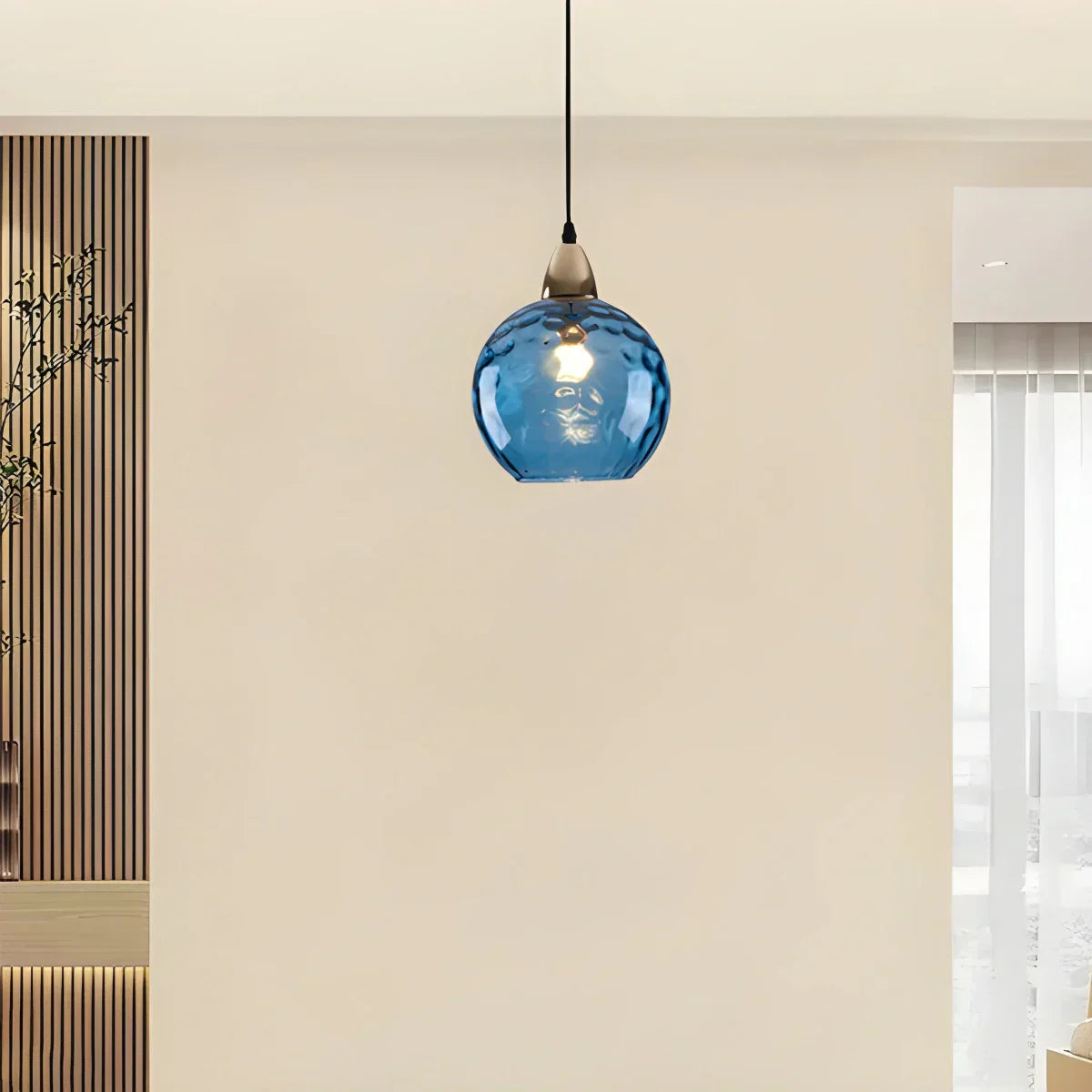 Pendant Light Glass Globe E26 20.0 cm Grey Dining Room Bedroom Hanging Ceiling Lamp Modern Ambient Lighting | Thomler