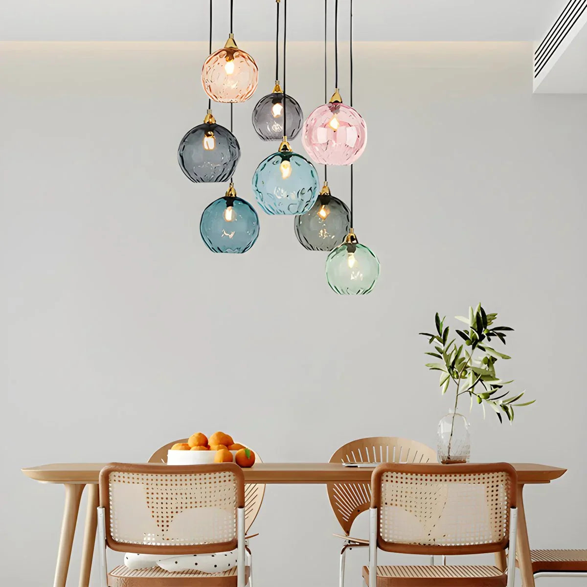 Pendant Light Glass Globe E26 20.0 cm Grey Dining Room Bedroom Hanging Ceiling Lamp Modern Ambient Lighting | Thomler