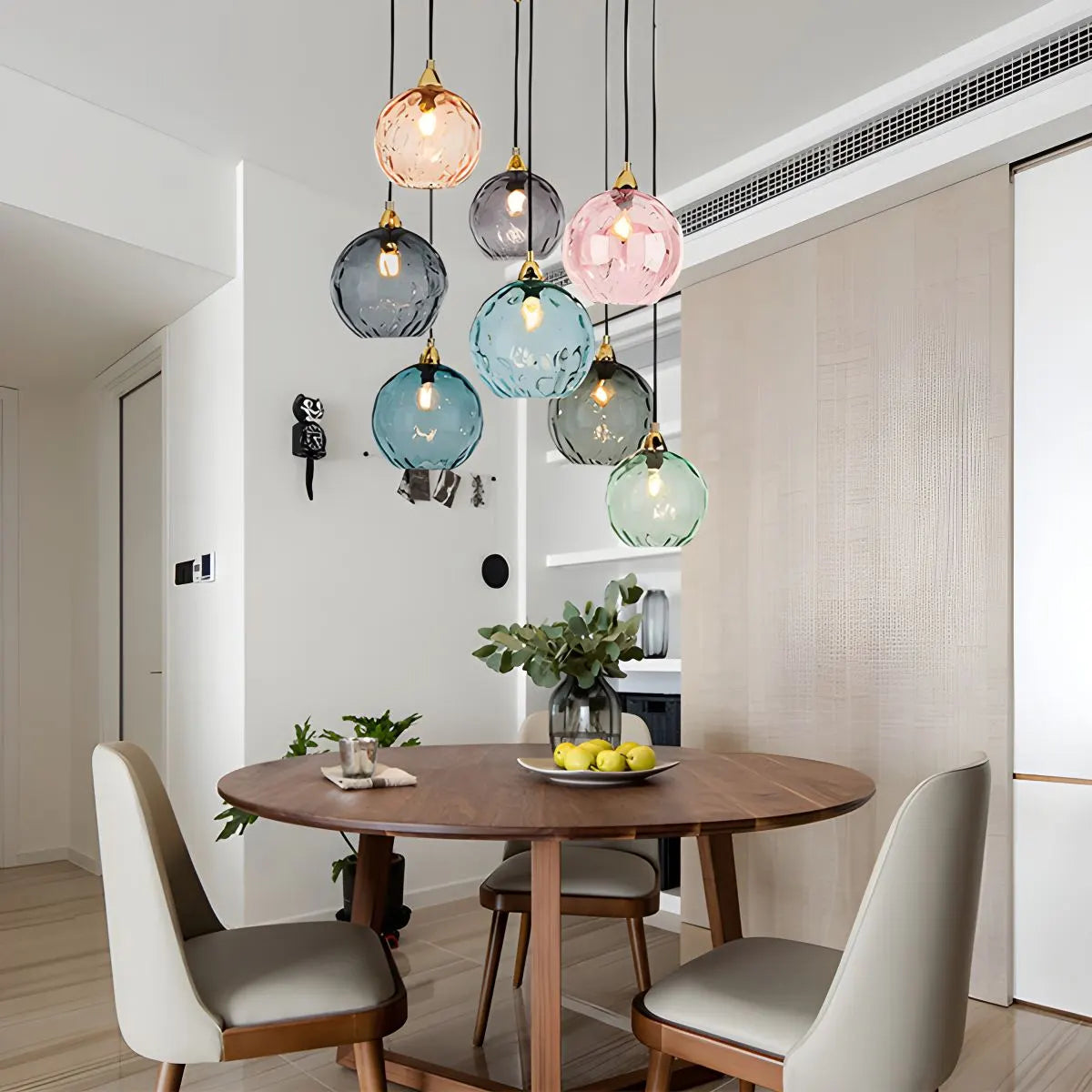 Pendant Light Glass Globe E26 20.0 cm Grey Dining Room Bedroom Hanging Ceiling Lamp Modern Ambient Lighting | Thomler