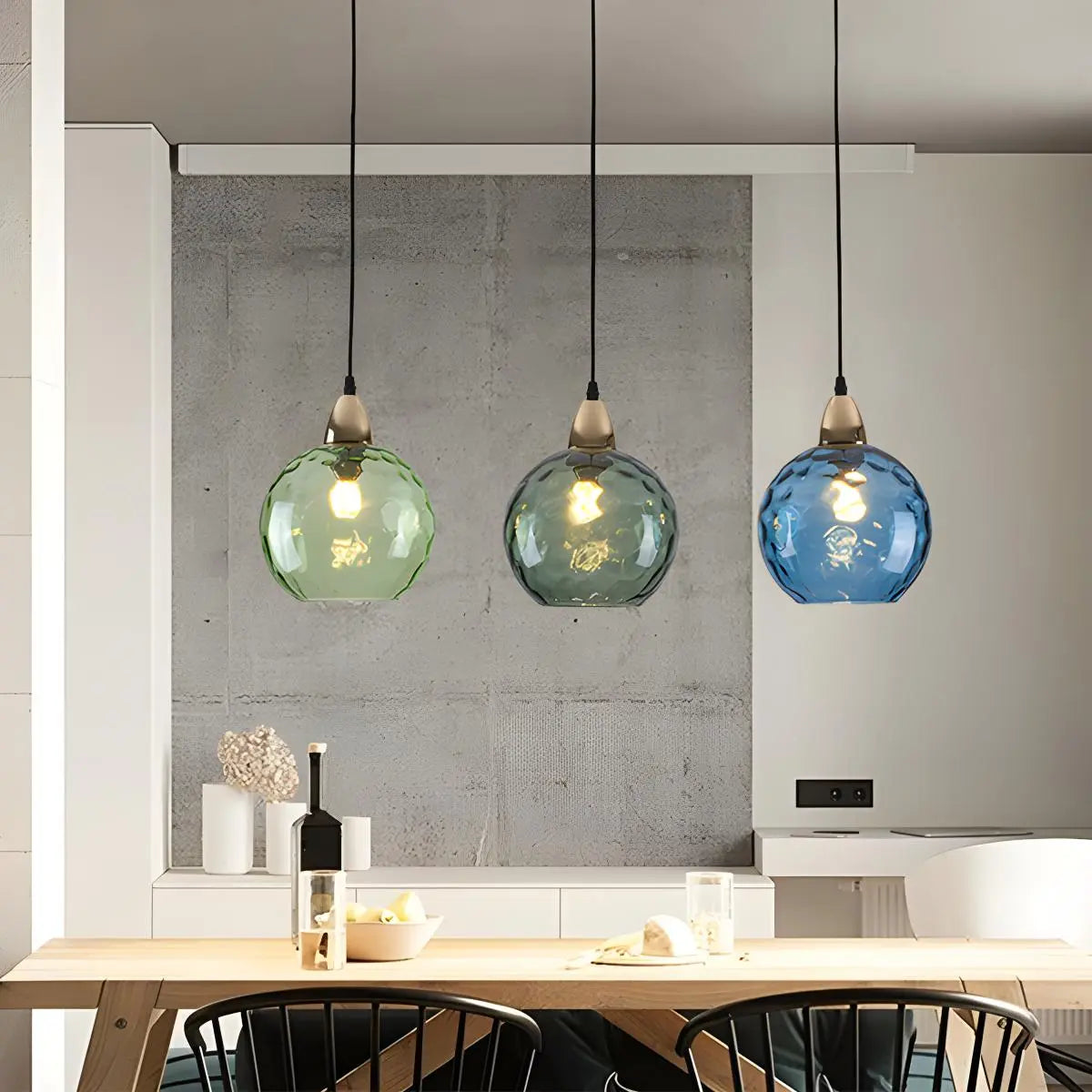 Pendant Light Glass Globe E26 20.0 cm Grey Dining Room Bedroom Hanging Ceiling Lamp Modern Ambient Lighting | Thomler