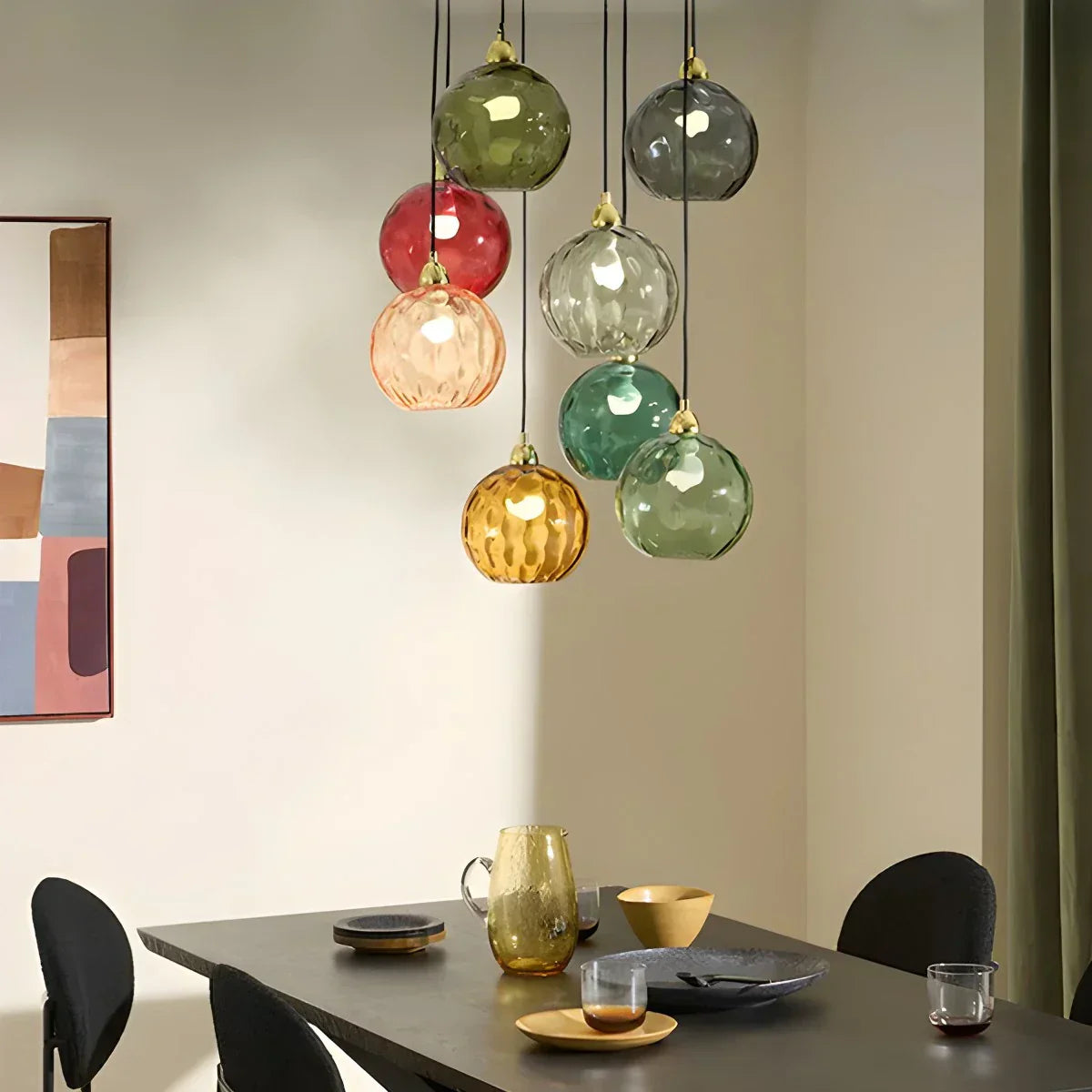 Pendant Light Glass Globe E26 20.0 cm Grey Dining Room Bedroom Hanging Ceiling Lamp Modern Ambient Lighting | Thomler