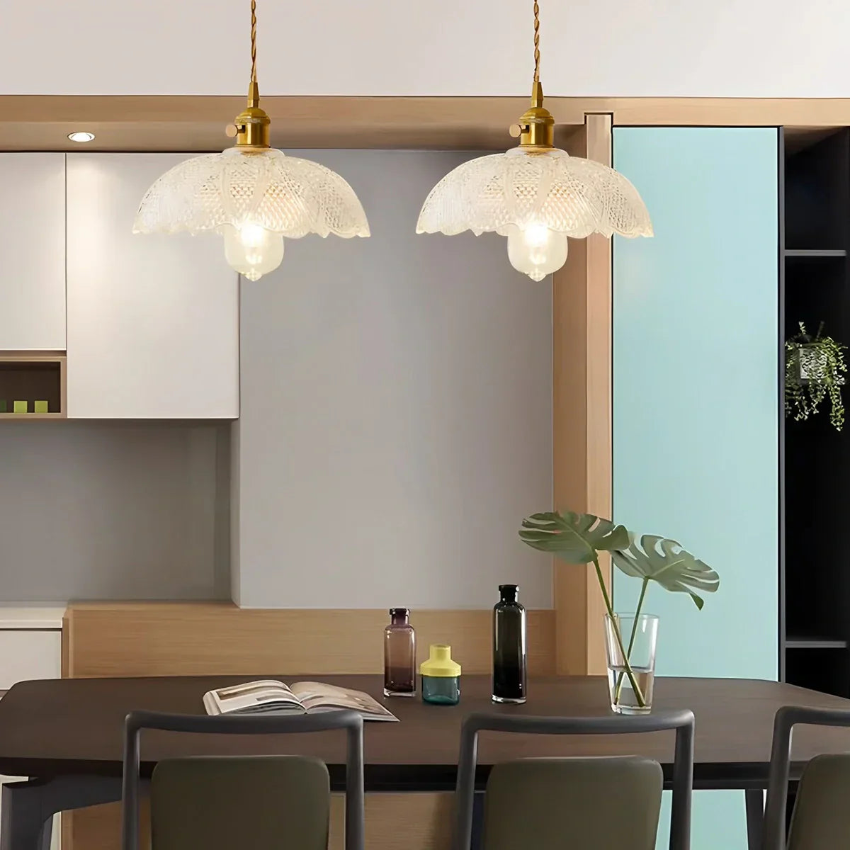 Pendant Light Glass Bronze Adjustable Cable Transparent Dining Room Kitchen Island Hanging Ceiling Lamp | Thomler