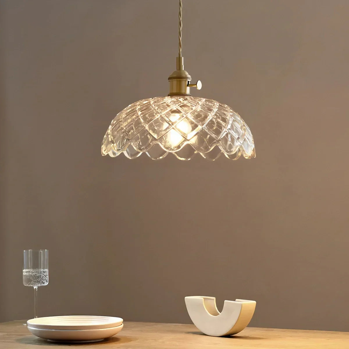 Pendant Light Glass Bronze Adjustable Cable Transparent Dining Room Kitchen Island Hanging Ceiling Lamp | Thomler