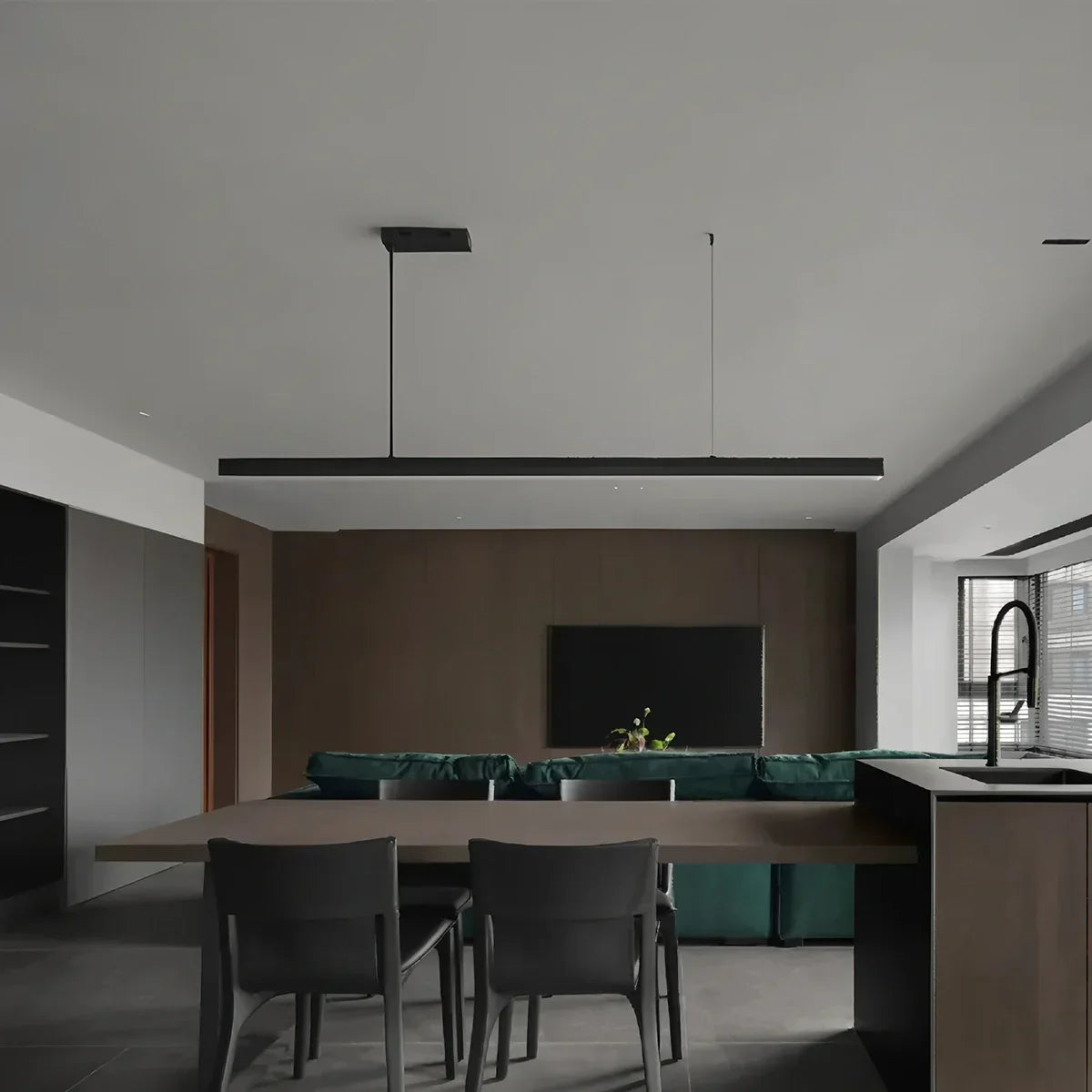 Pendant Light Aluminium Integrated LED Black Kitchen Island Dining Table Minimalist Linear Ceiling Light Adjustable | Thomler