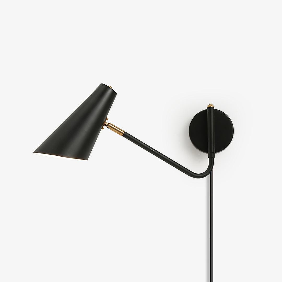 Swing-Arm Wall Sconce with 17-Inch Reach, Plug-In Bedside Reading Lamp for Bedroom, Adjustable Metal Task Light, E26 Socket, Black & Brass F | Thomler