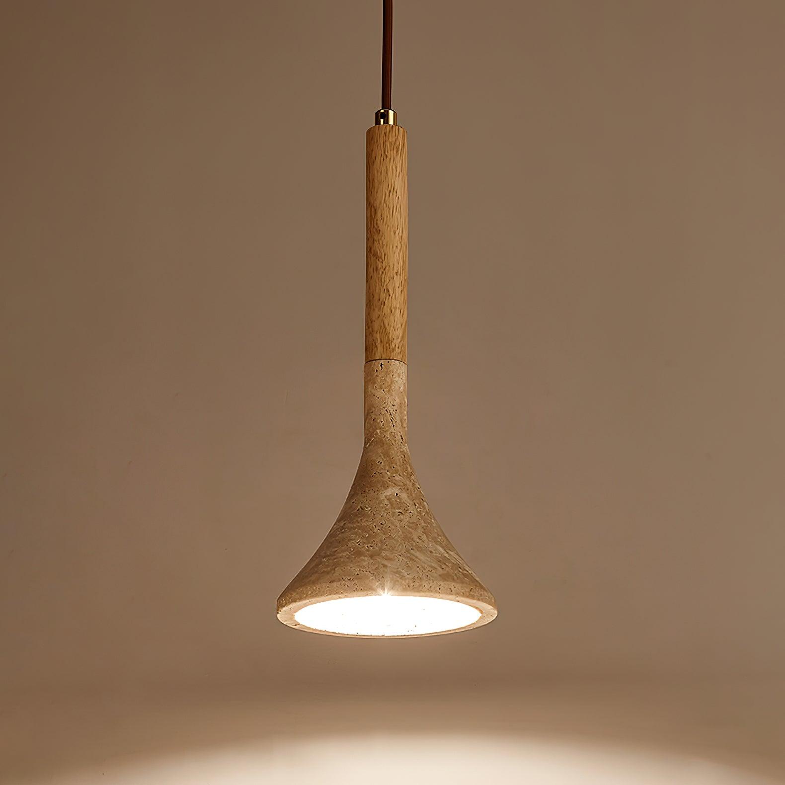 Pendant Light Travertine Stone 5.1 in Hanging Kitchen Island Bedroom Adjustable Cord Minimalist Japandi Ceiling Lamp | Thomler