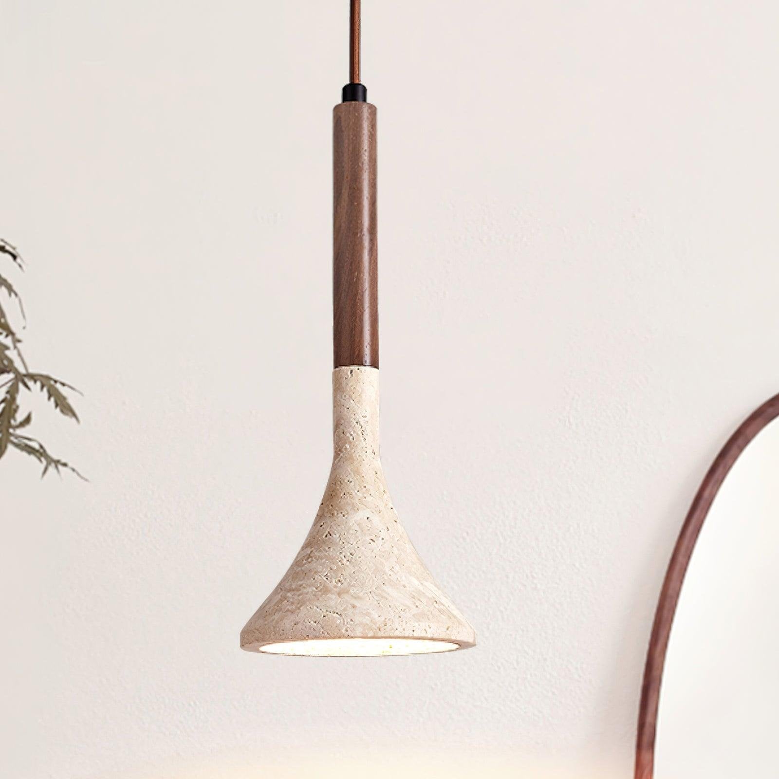 Pendant Light Travertine Stone 5.1 in Hanging Kitchen Island Bedroom Adjustable Cord Minimalist Japandi Ceiling Lamp | Thomler