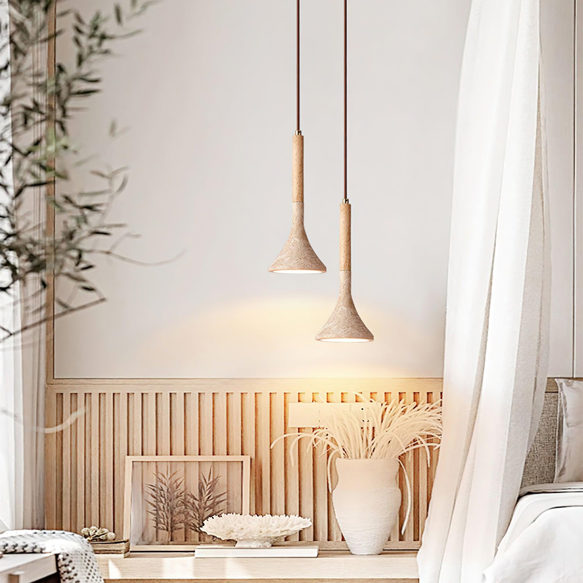 Pendant Light Travertine Stone 5.1 in Hanging Kitchen Island Bedroom Adjustable Cord Minimalist Japandi Ceiling Lamp | Thomler