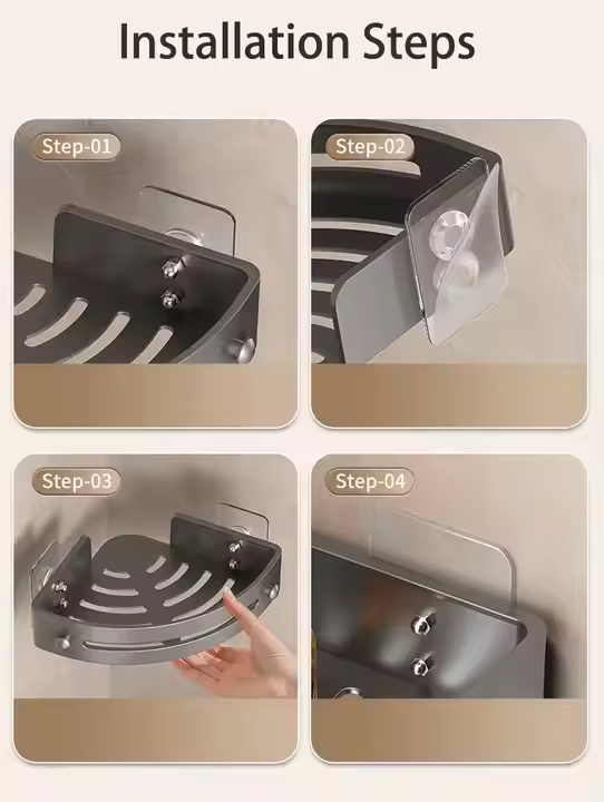 Clear Adhesive Shower Caddy – No-Drill Organizer for Bathroom Storage | Thomler