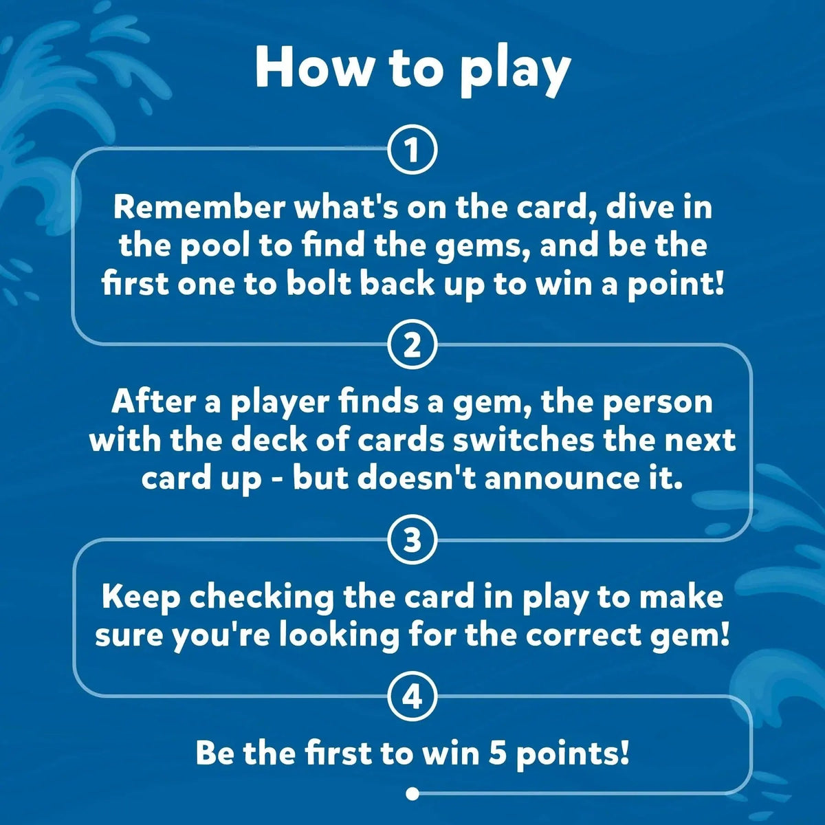 Dive & Discover Pool Gem Hunt Game – 64 Sinking Treasures with Challenge Cards for Kids Ages 6+ | Thomler