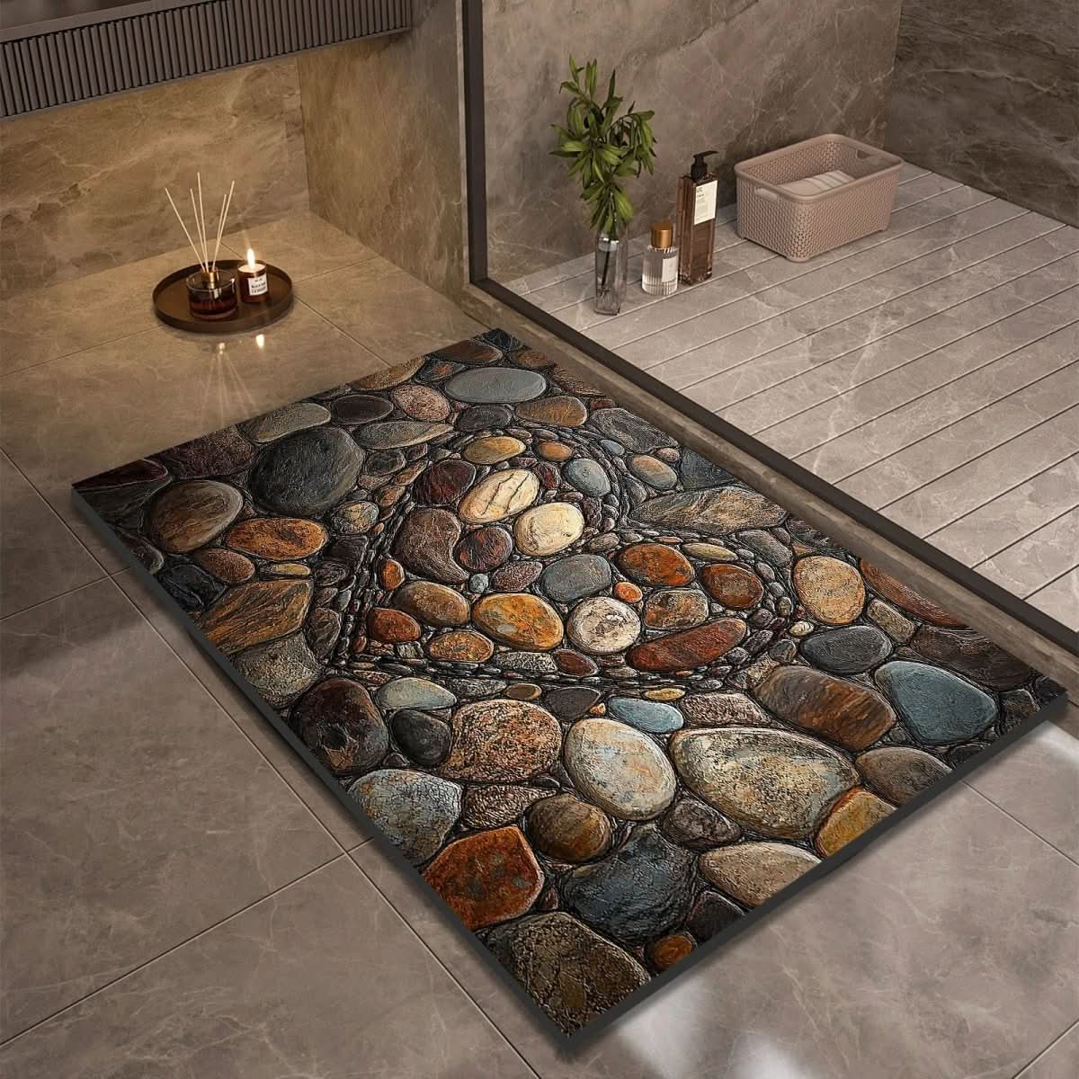 Bath Mat Diatomaceous Earth 23.6 in x 35.4 in Non-Slip Bathroom Kitchen Entrance Rug Absorbent Quick-Dry Floor Mat | Thomler