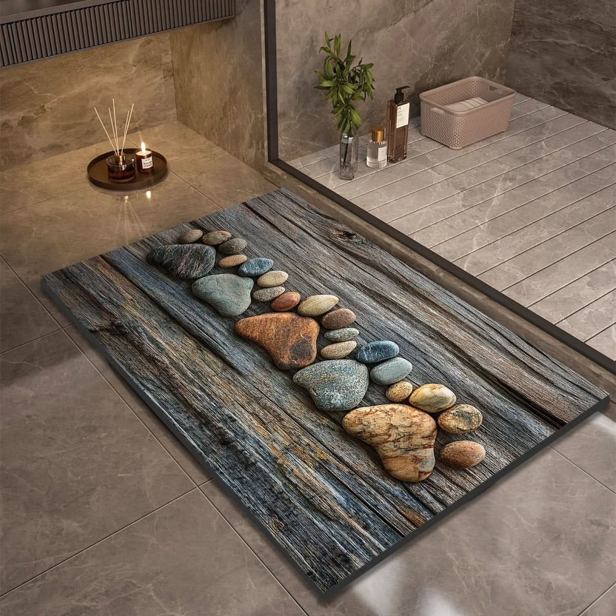 Bath Mat Diatomaceous Earth 23.6 in x 35.4 in Non-Slip Bathroom Kitchen Entrance Rug Absorbent Quick-Dry Floor Mat | Thomler