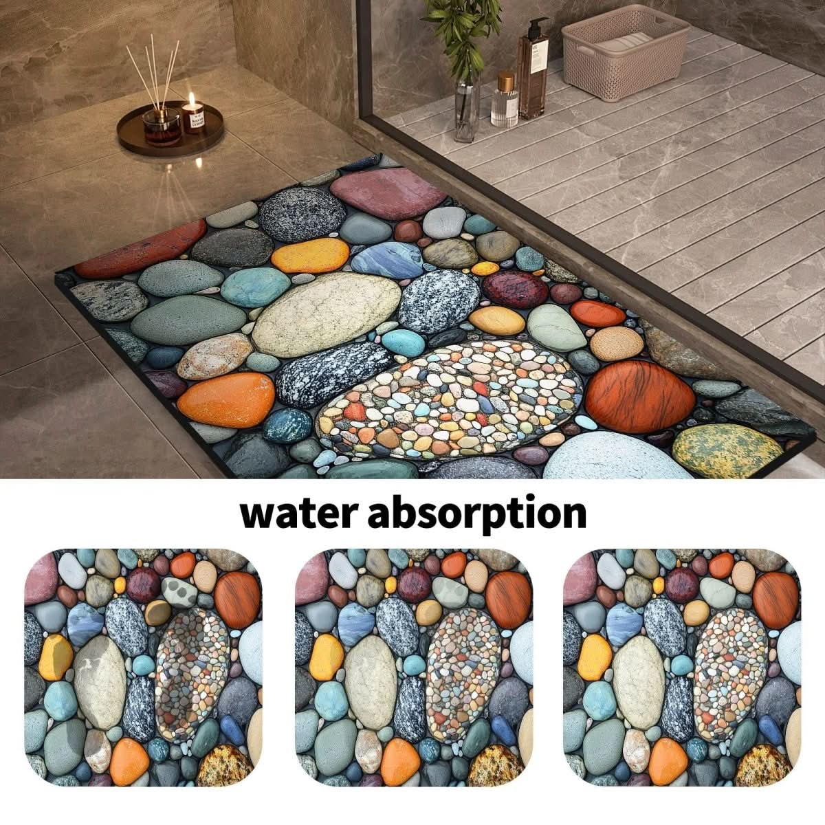 Bath Mat Diatomaceous Earth 23.6 in x 35.4 in Non-Slip Bathroom Kitchen Entrance Rug Absorbent Quick-Dry Floor Mat | Thomler