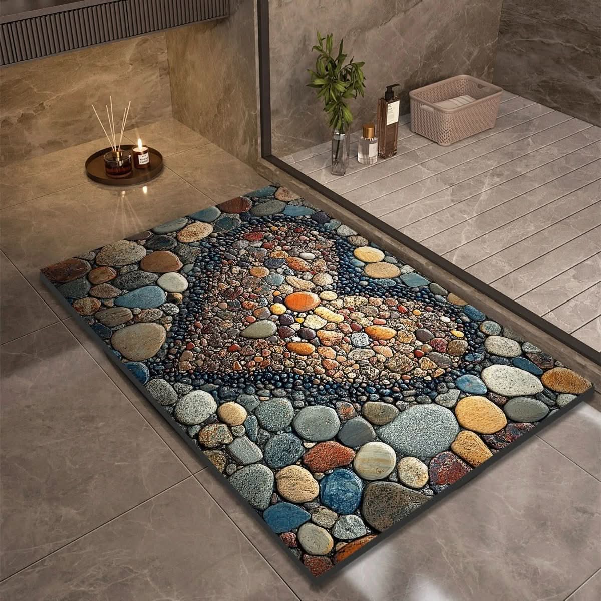 Bath Mat Diatomaceous Earth 23.6 in x 35.4 in Non-Slip Bathroom Kitchen Entrance Rug Absorbent Quick-Dry Floor Mat | Thomler