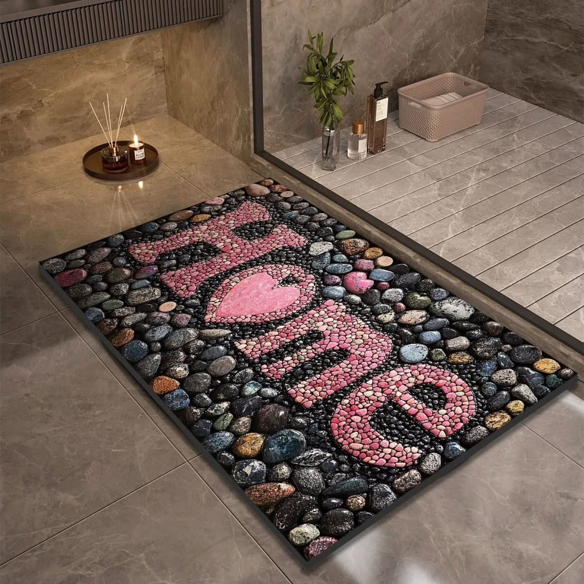 Bath Mat Diatomaceous Earth 23.6 in x 35.4 in Non-Slip Bathroom Kitchen Entrance Rug Absorbent Quick-Dry Floor Mat | Thomler