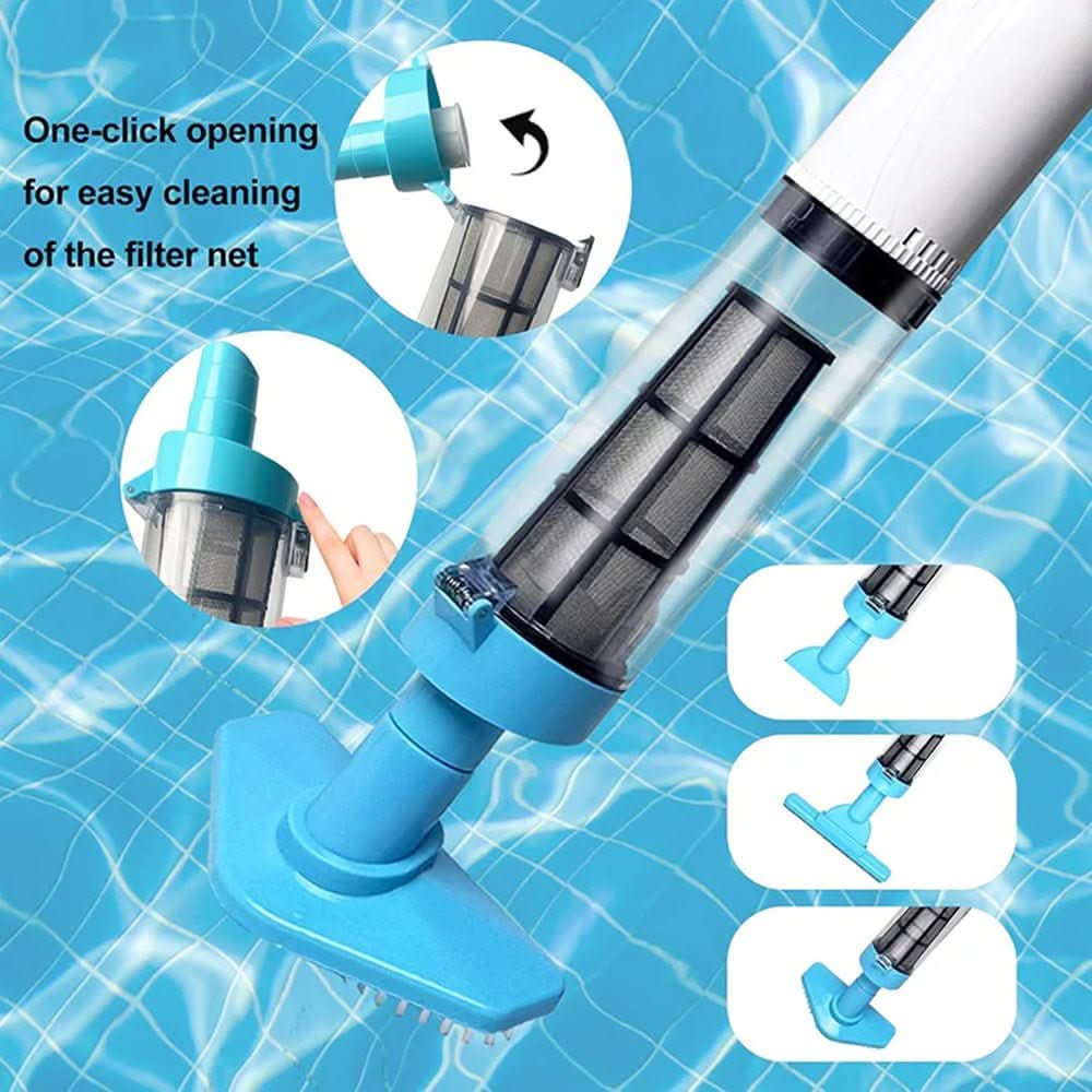 Rechargeable Pool Vacuum Cleaner with Telescoping Pole & Brush Attachments for In-Ground & Above-Ground Pools, Spas, Hot Tubs | Thomler