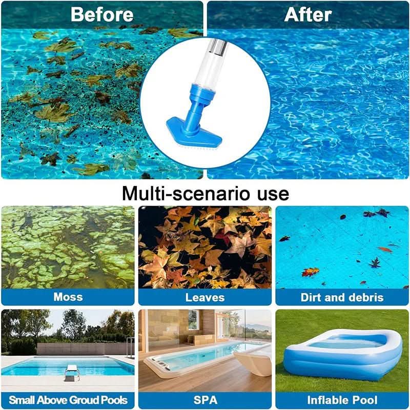 Rechargeable Pool Vacuum Cleaner with Telescoping Pole & Brush Attachments for In-Ground & Above-Ground Pools, Spas, Hot Tubs | Thomler
