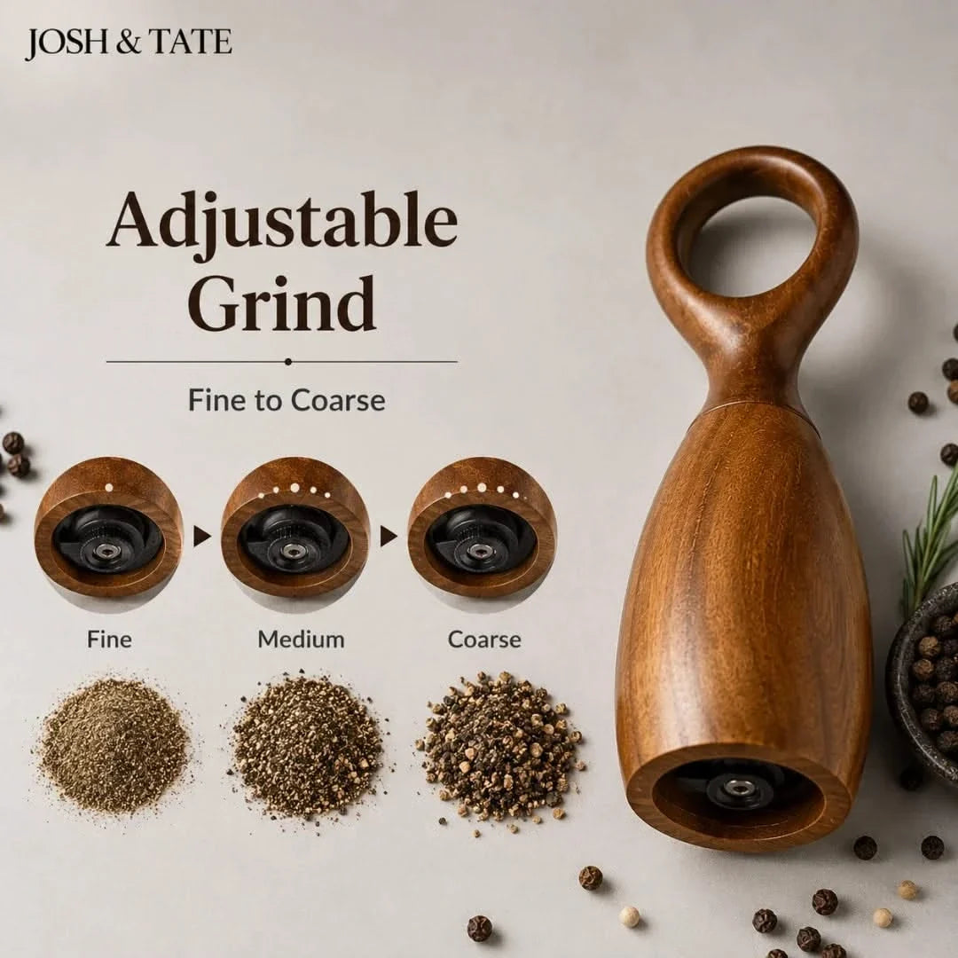 Handcrafted Acacia Wood Grinder Set for Fresh Spices – Ergonomic Manual Mill Duo for Dining Table | Thomler