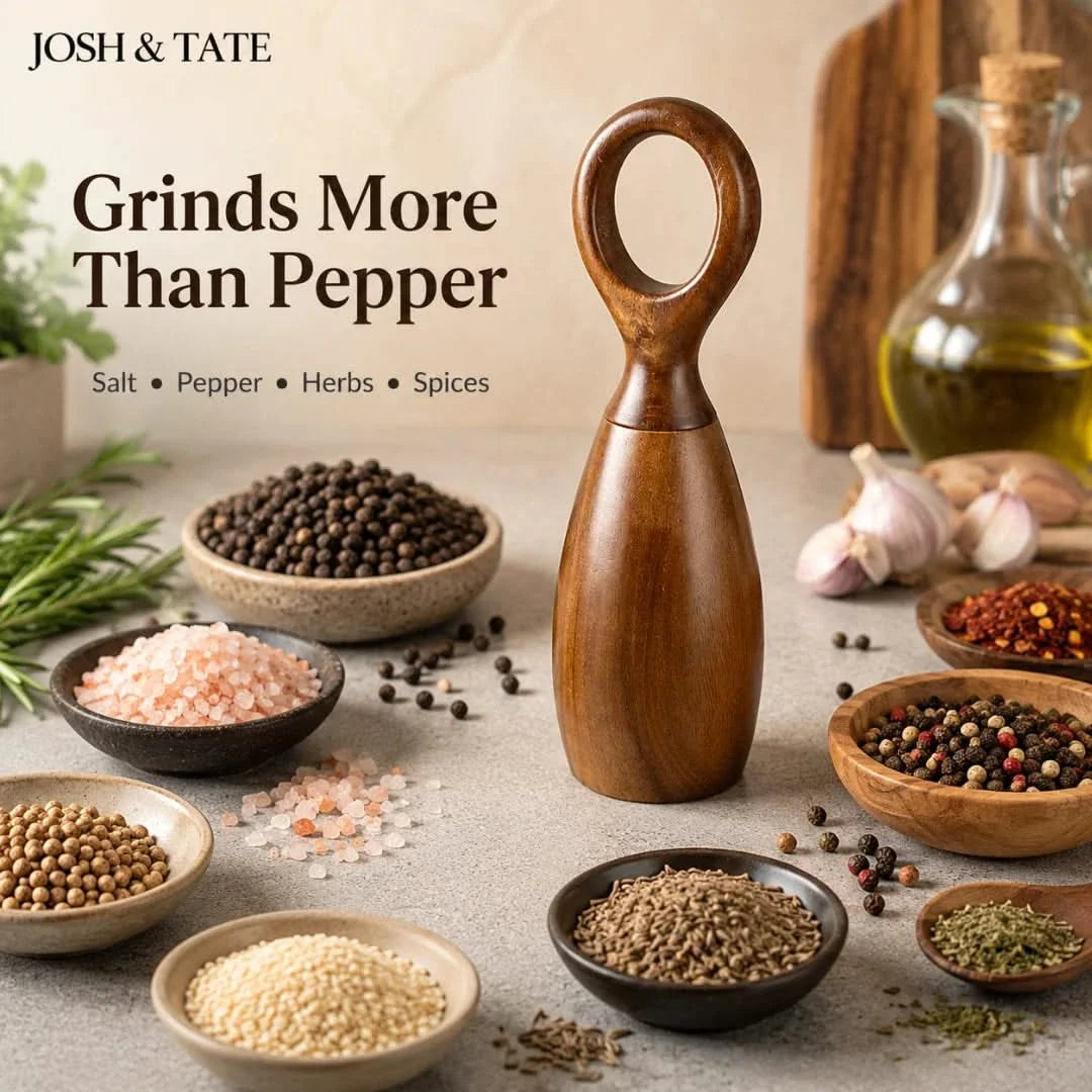 Handcrafted Acacia Wood Grinder Set for Fresh Spices – Ergonomic Manual Mill Duo for Dining Table | Thomler