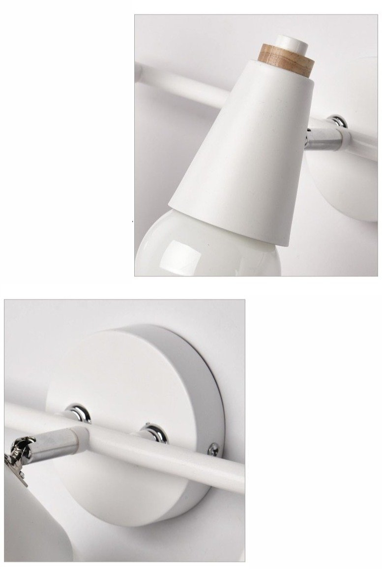 Wall Lamp Iron Wood E27 40W Grey Bedroom Hallway Dual Light Fixture Modern Indoor Sconce | Thomler