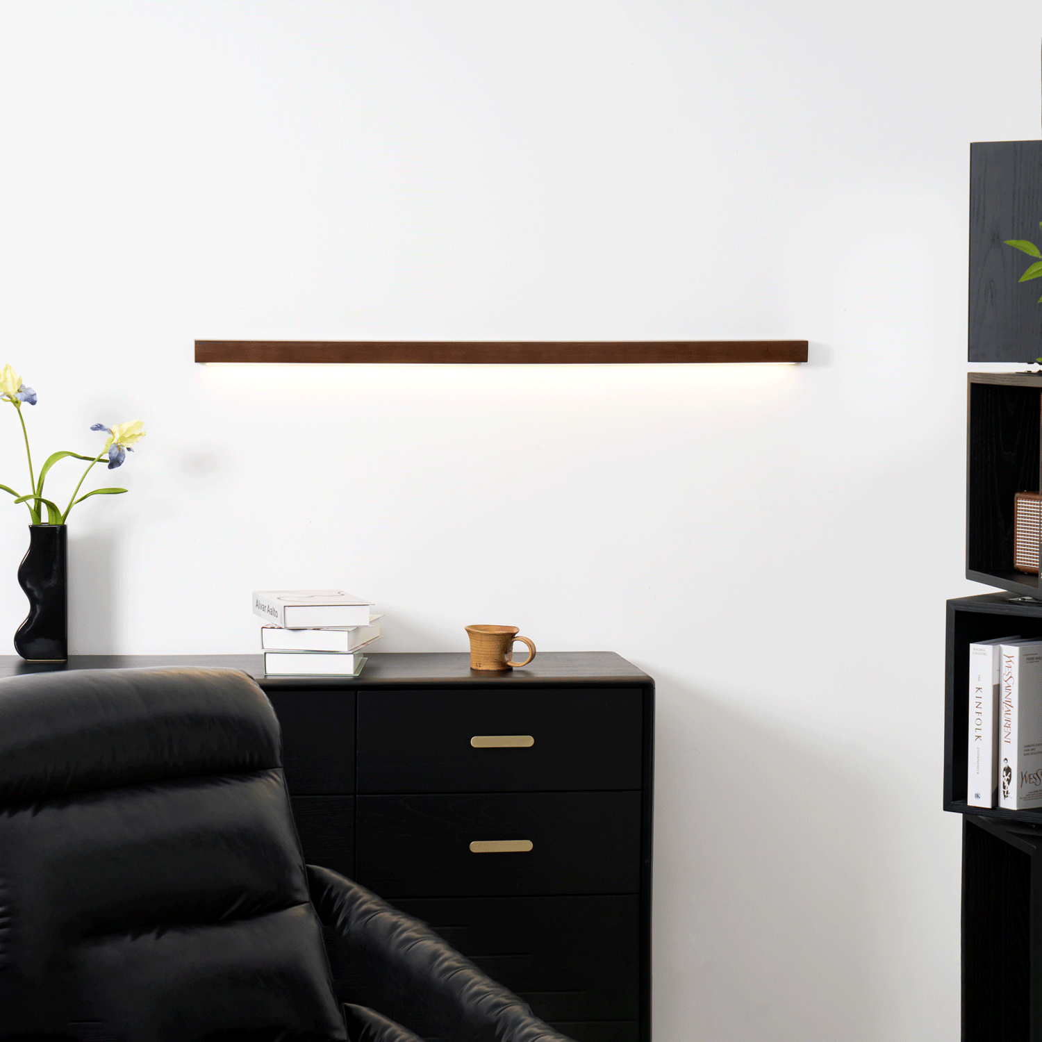 Linear Wall Light 12W Natural Pine Wood 23.6 in Indoor Hallway Vanity Lighting Modern Minimalist Fixture | Thomler