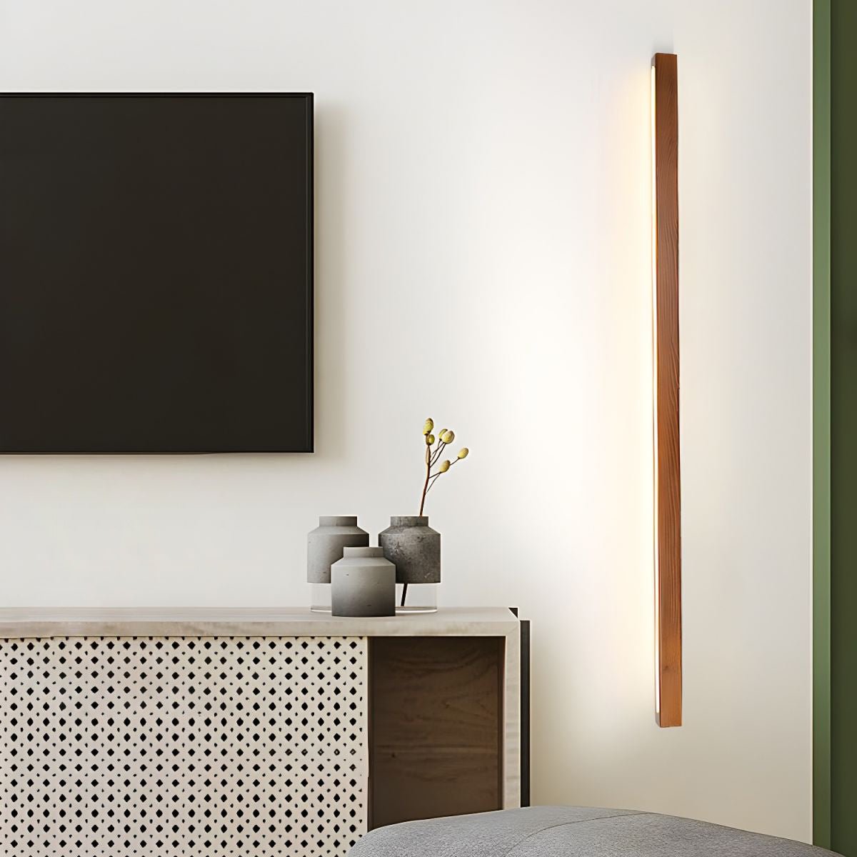 Linear Wall Light 12W Natural Pine Wood 23.6 in Indoor Hallway Vanity Lighting Modern Minimalist Fixture | Thomler