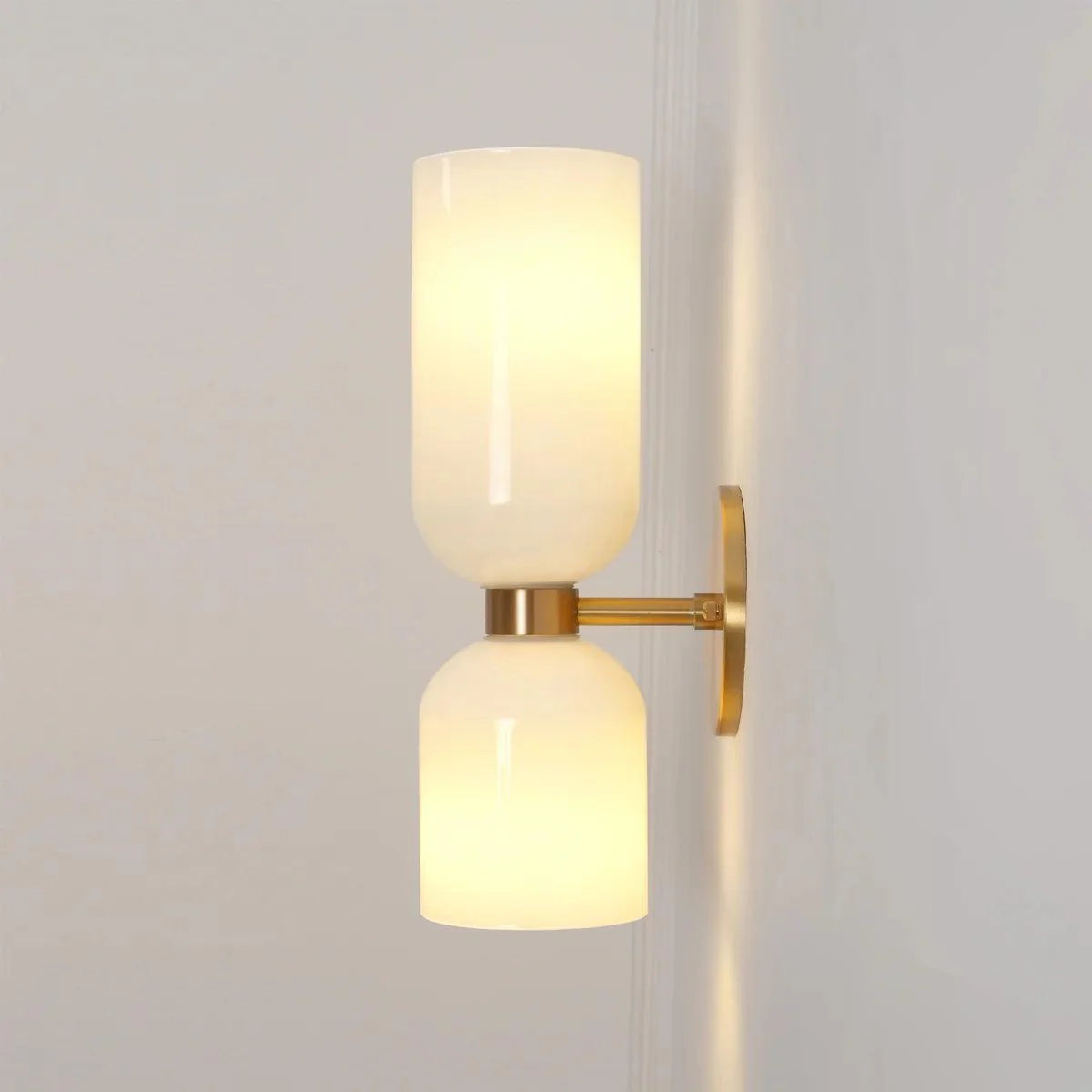 Modern Iron & Glass Double-Light Fixture for Hallway Bedroom Entryway Ambient Lighting Dimmable E14 Socket 14 in Height 6 in Depth | Thomler
