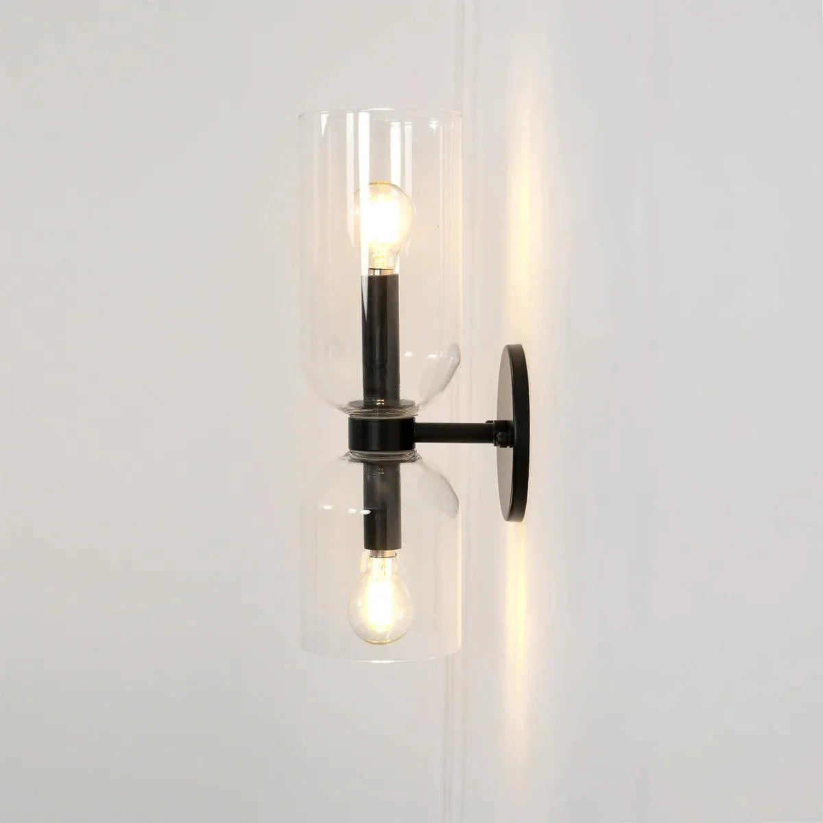 Modern Iron & Glass Double-Light Fixture for Hallway Bedroom Entryway Ambient Lighting Dimmable E14 Socket 14 in Height 6 in Depth | Thomler