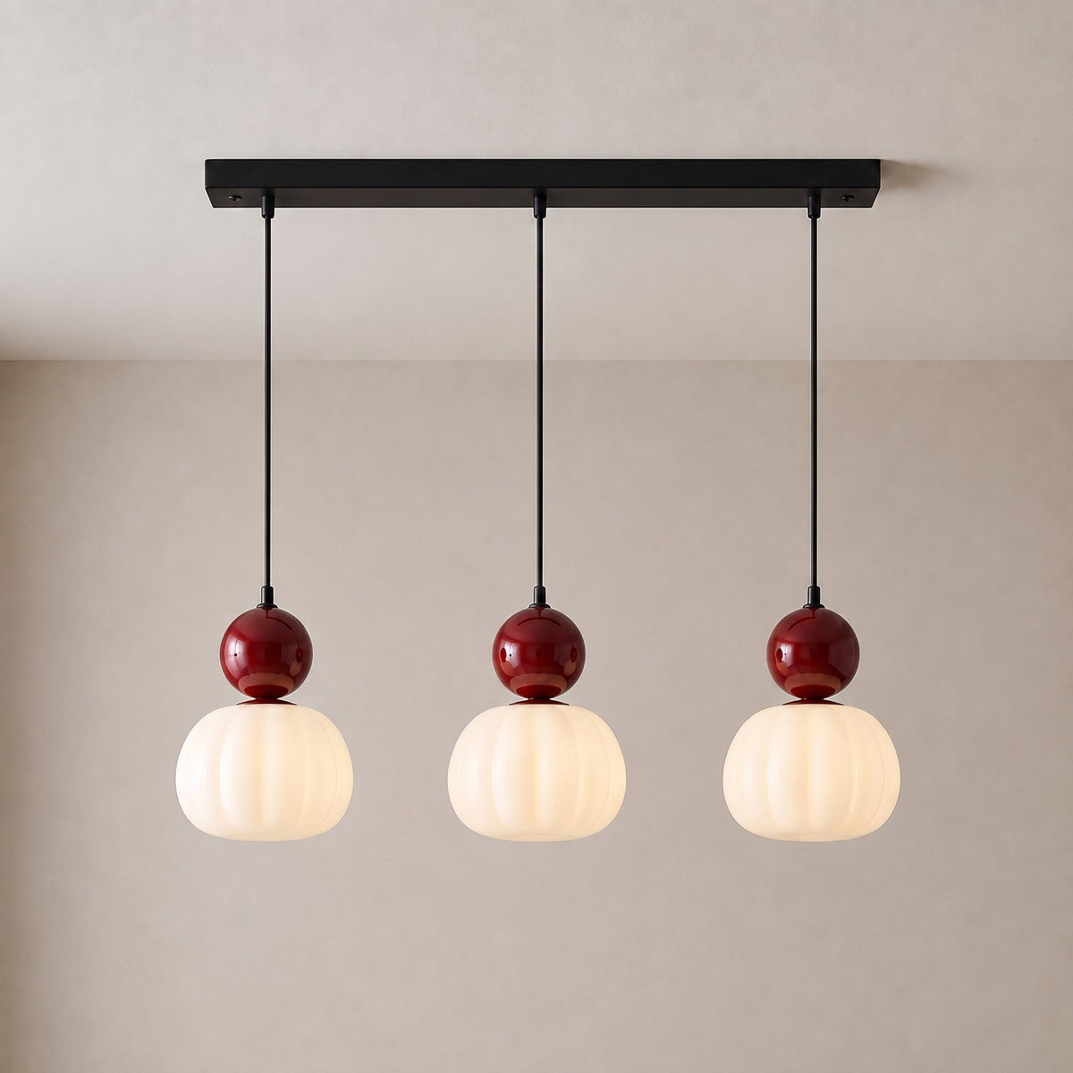 Geometric Art Deco Pendant Light with Warm LED Glow for Dining Room & Kitchen Island – Ribbed Acrylic Shade, Iron Frame, Adjustable Cord | Thomler