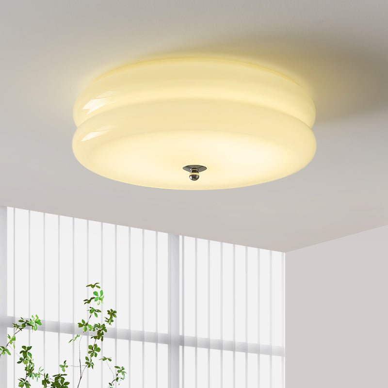 Art Deco Vintage Ceiling Lamp 12.6 in White Glass Indoor Lighting Gold Chrome Finish | Thomler