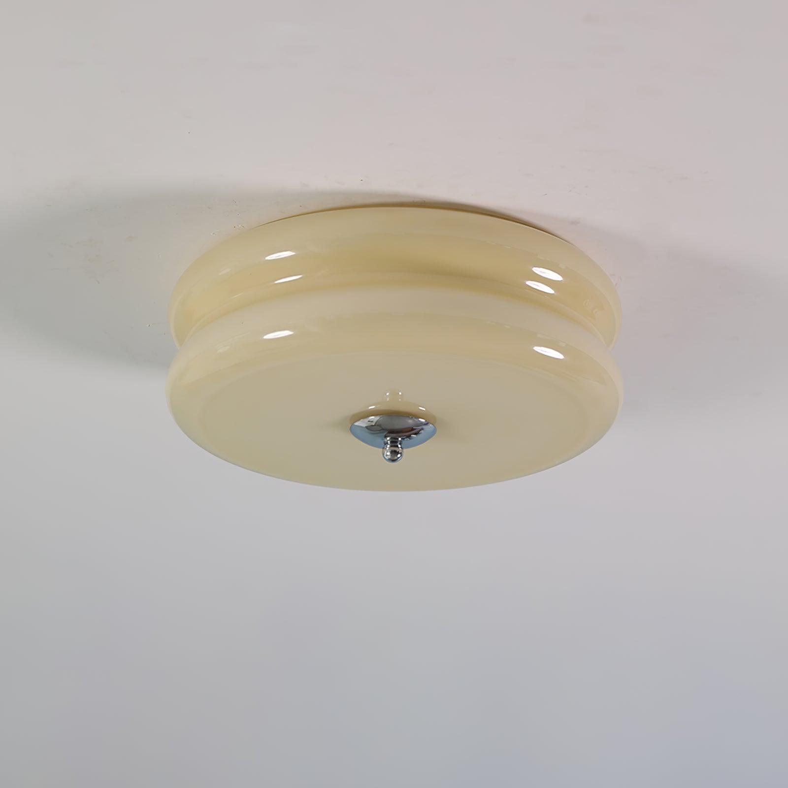 Art Deco Vintage Ceiling Lamp 12.6 in White Glass Indoor Lighting Gold Chrome Finish | Thomler