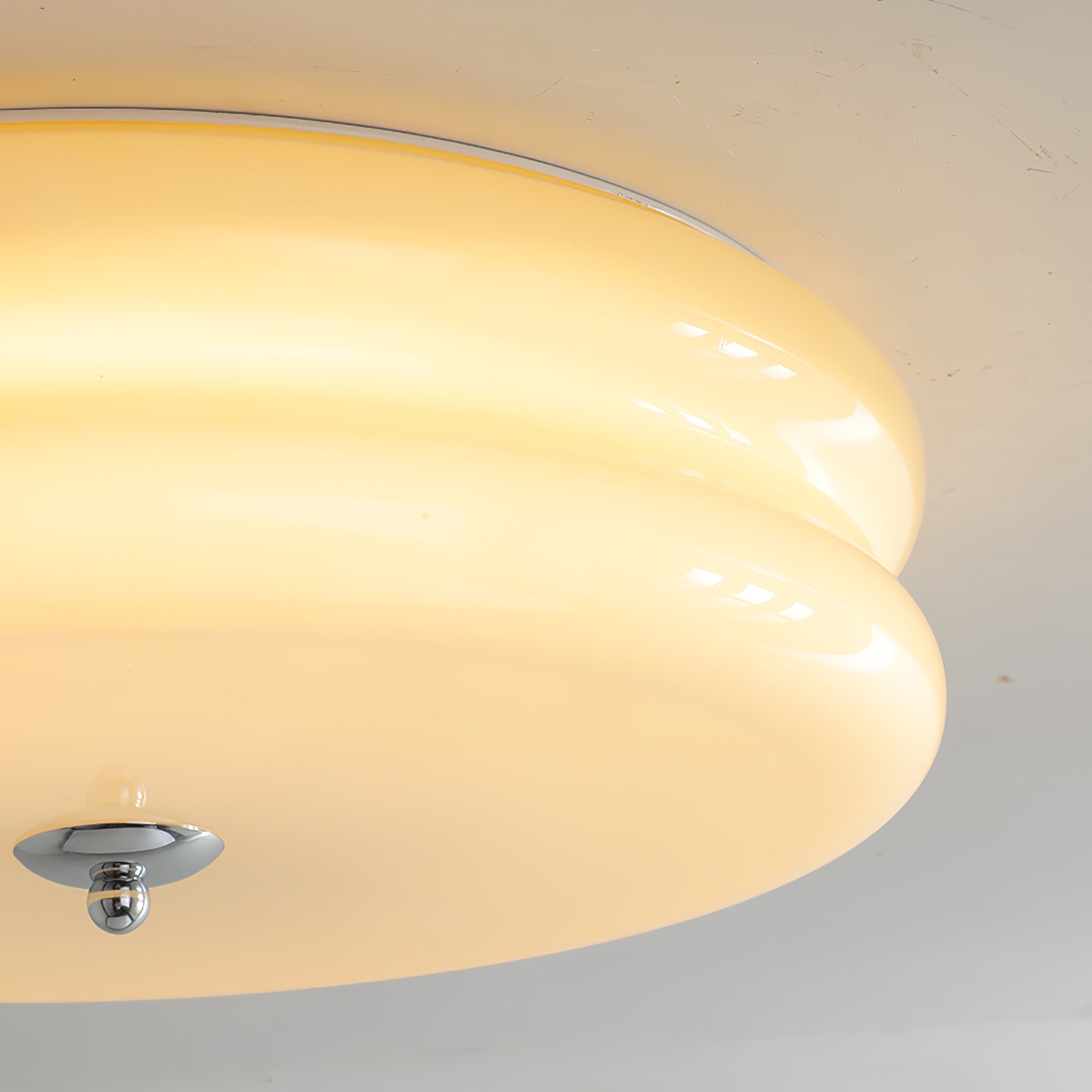 Art Deco Vintage Ceiling Lamp 12.6 in White Glass Indoor Lighting Gold Chrome Finish | Thomler