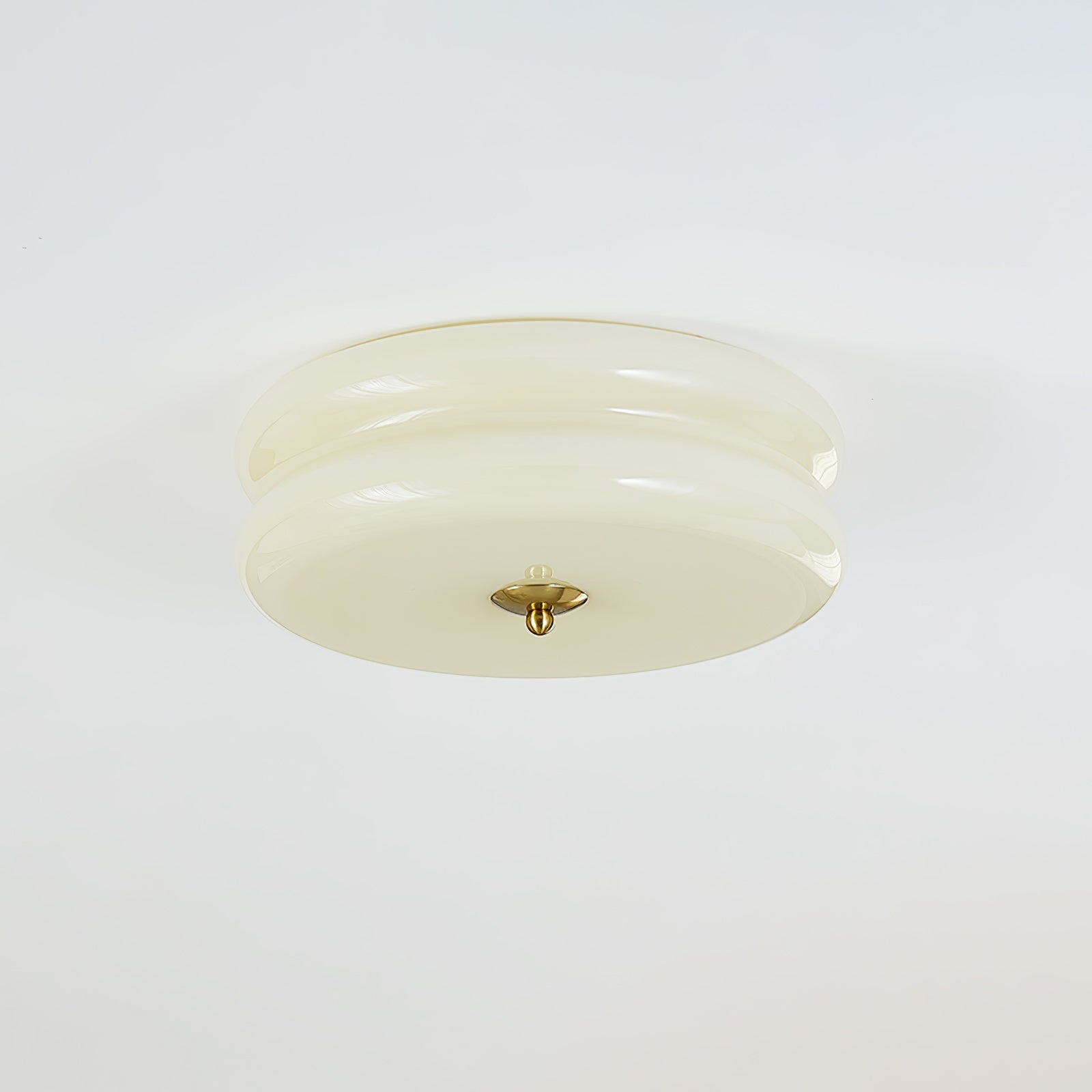 Art Deco Vintage Ceiling Lamp 12.6 in White Glass Indoor Lighting Gold Chrome Finish | Thomler
