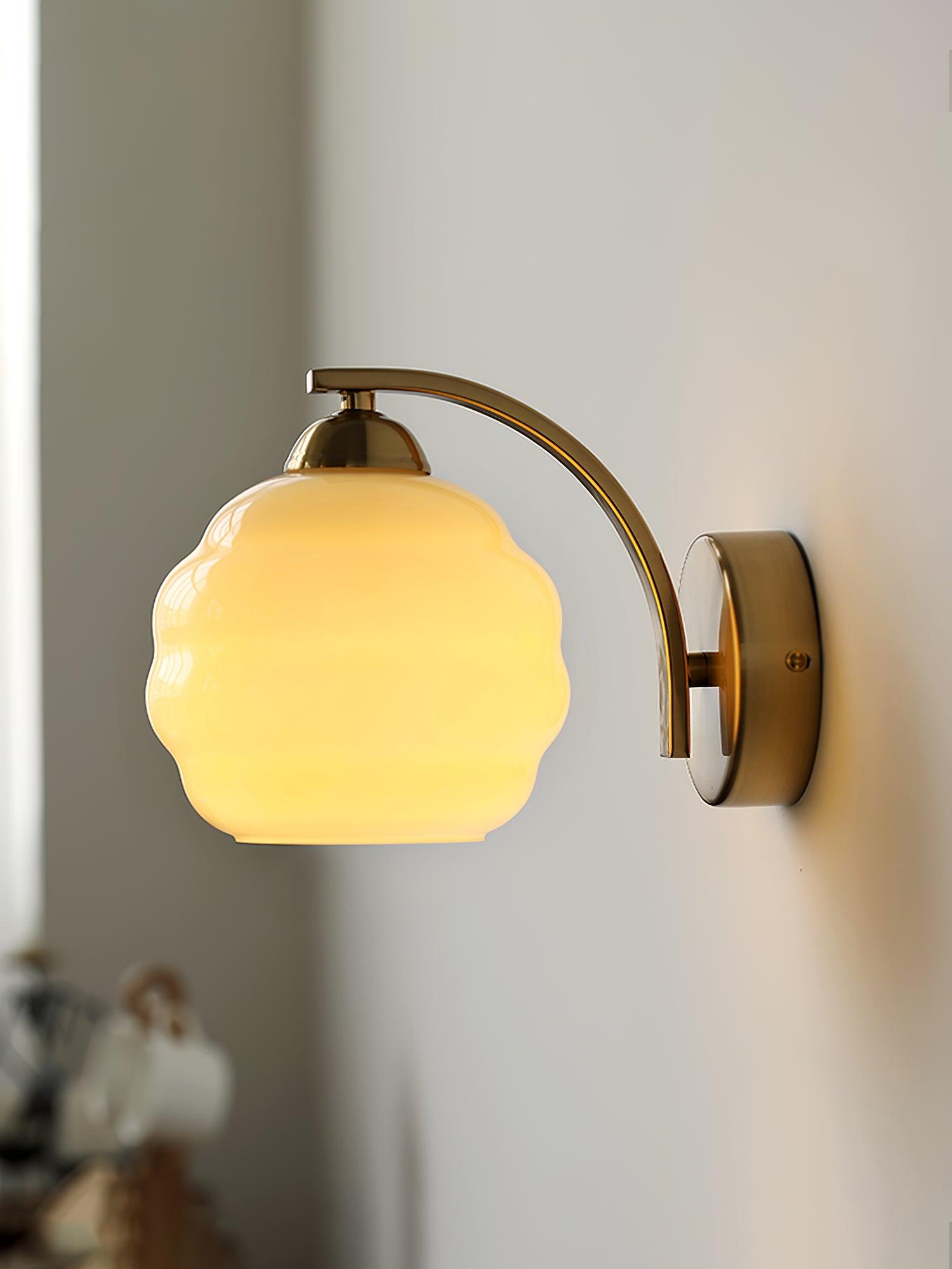 Metal Wall Sconce 5.9 in White Glass Indoor Lighting Vintage Bedroom Living Room Decor | Thomler