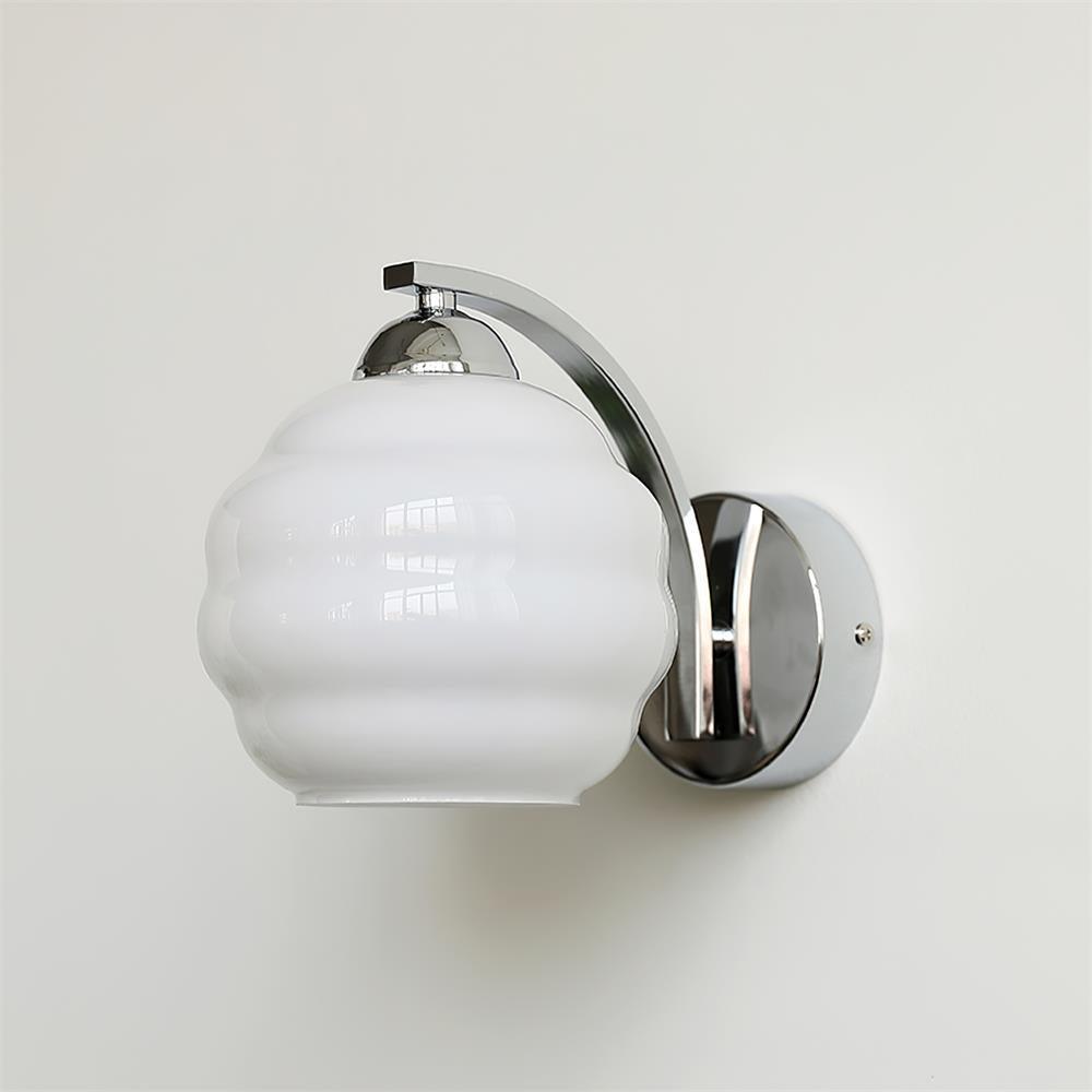 Metal Wall Sconce 5.9 in White Glass Indoor Lighting Vintage Bedroom Living Room Decor | Thomler