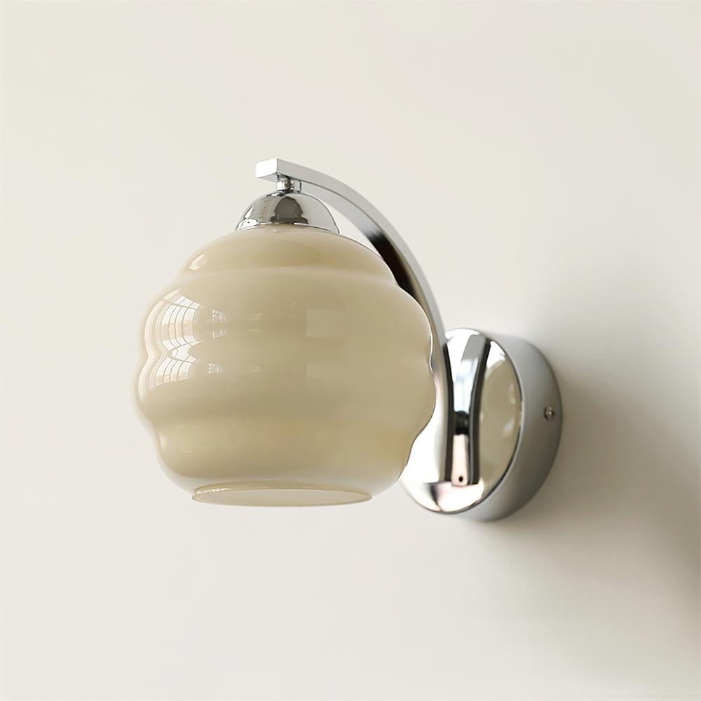 Metal Wall Sconce 5.9 in White Glass Indoor Lighting Vintage Bedroom Living Room Decor | Thomler