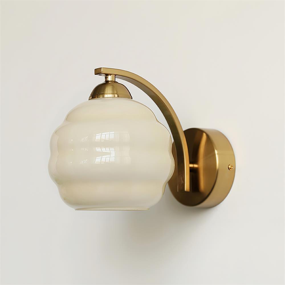Metal Wall Sconce 5.9 in White Glass Indoor Lighting Vintage Bedroom Living Room Decor | Thomler