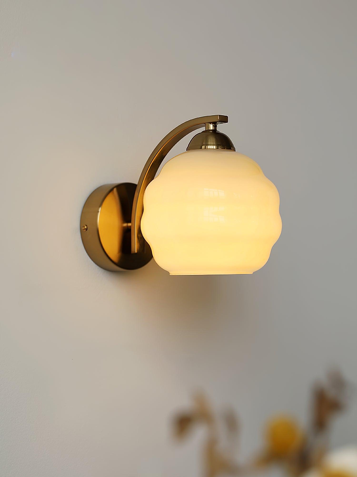 Metal Wall Sconce 5.9 in White Glass Indoor Lighting Vintage Bedroom Living Room Decor | Thomler